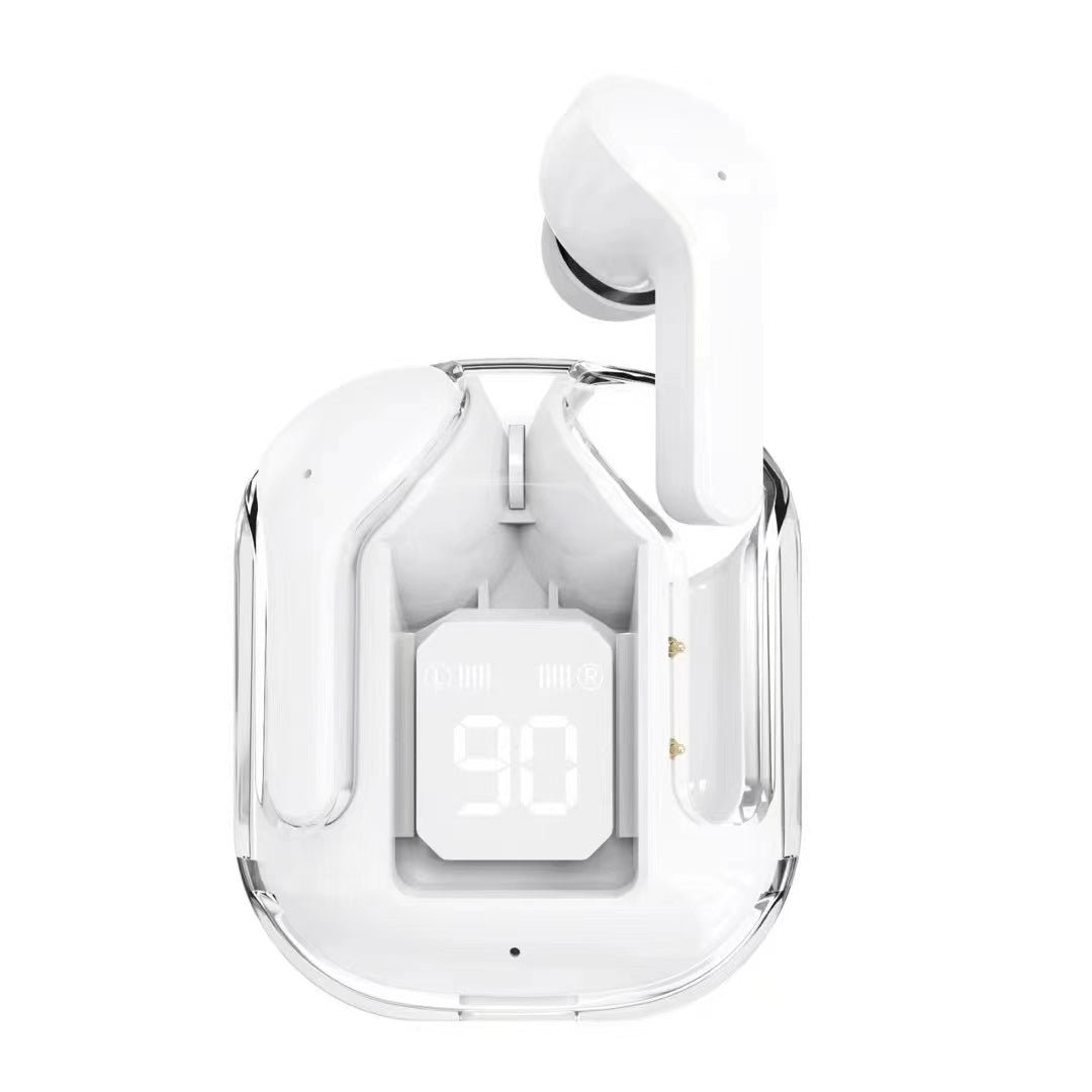 LuxuryKase LK092 LK-Air-31 Unique and Stylish Wireless ENC Noise Cancelling Earbuds With Digital Display Transparent Charging Case