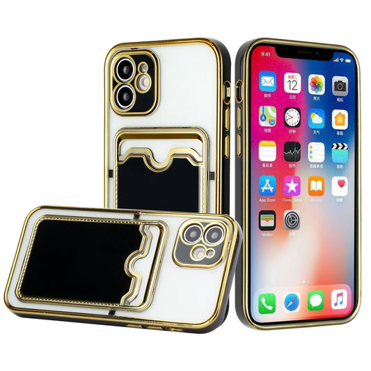 LuxuryKase Tpu Electroplated Phone Case With Card Holder For iPhone 11